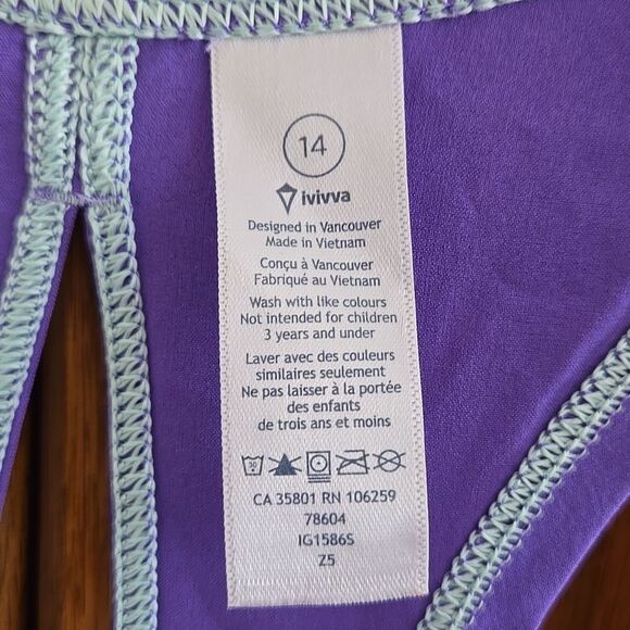 ivivva by Lululemon Racer Back Tank Top Purple Girls size 14 Athletic Shirt Logo - Picture 9 of 14